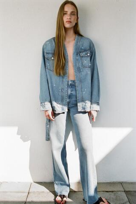 ZARA ДЖИНСЫ С ВЫСОКОЙ ПОСАДКОЙ TRF WIDE LEG, ИНДИГО