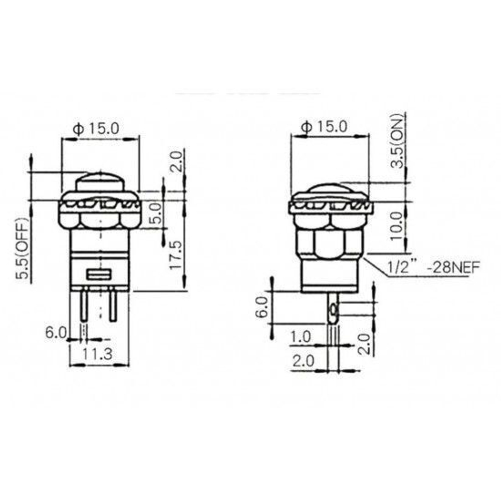 Кнопка с фиксацией DS-428/427 12мм зелёная