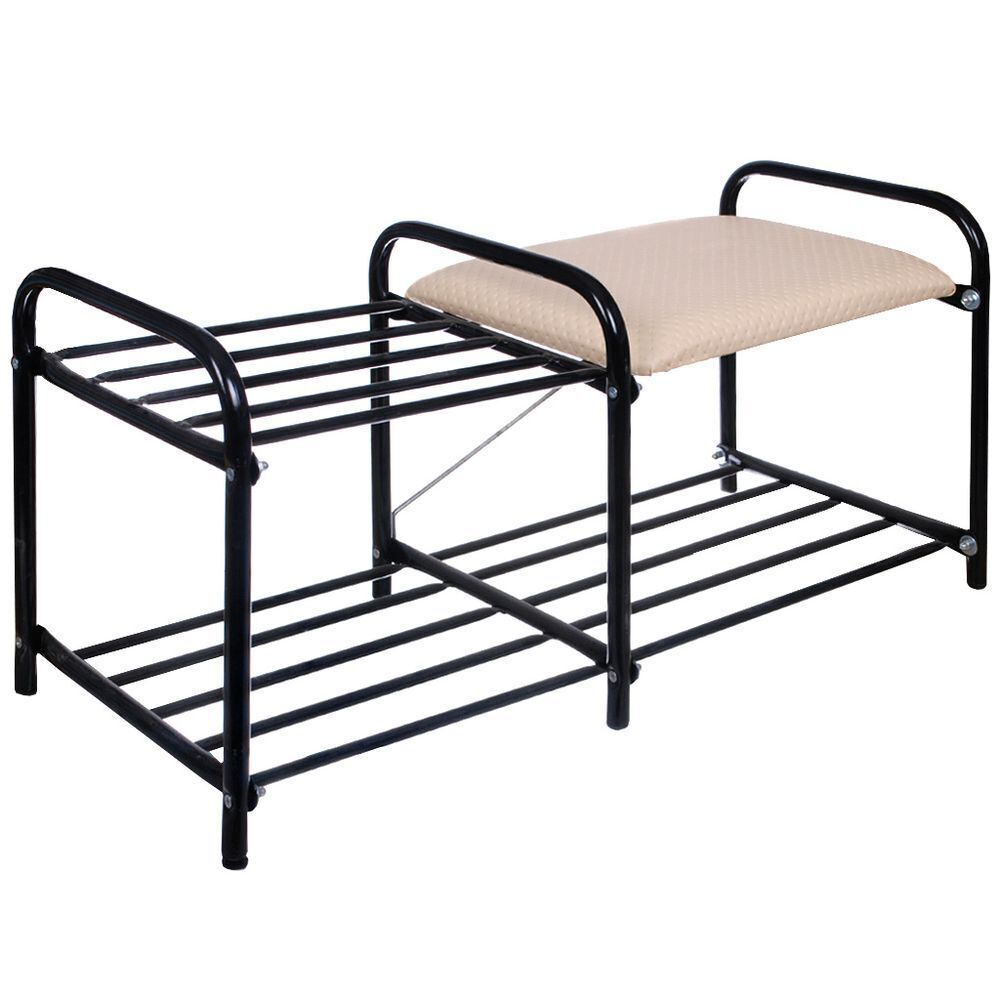 Полка для обуви, мет-л, 2 секц, 80х33х36 см, с сиден, чер, Nika, ЭТЛ1/Ч