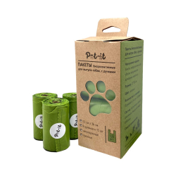 Pet-it Пакеты биоразлагаемые для выгула собак 23х36 см по 15 пакетов в рулоне