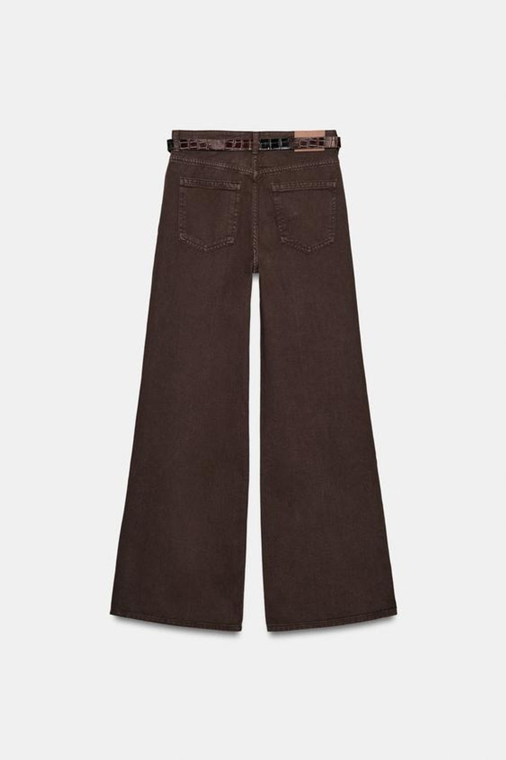 ZARA ШИРОКИЕ ДЖИНСЫ Z1975 С ПОЯСОМ, КОРИЧНЕВЫЙ