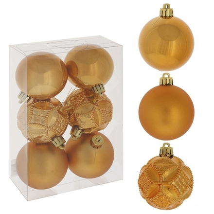 GAEM Набор из 6шт Украшение новогоднее Шар "Медовое чудо", D 6 см, L17,5 W6 H11,5 см