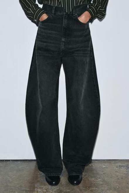 ZARA ДЖИНСЫ BALLOON-FIT С ВЫСОКОЙ ПОСАДКОЙ — ZW COLLECTION, ЧЕРНЫЙ