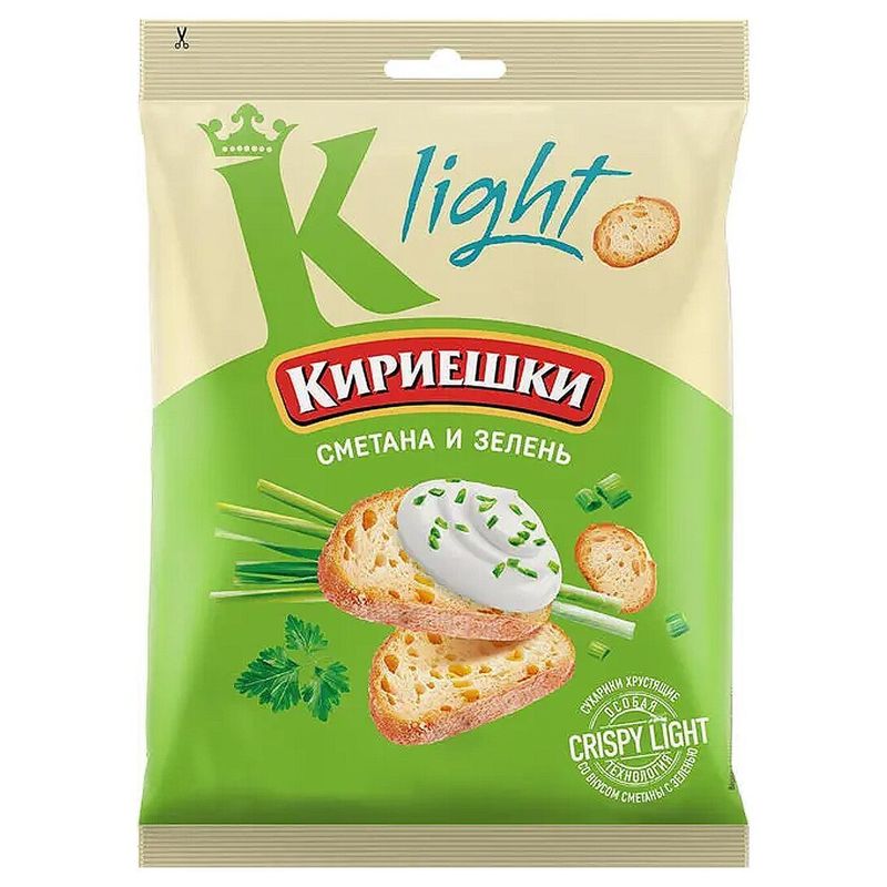Кириешки Light пшеничные со вкусом Сметаны и Зелени 33 гр/шт 50 шт/кор