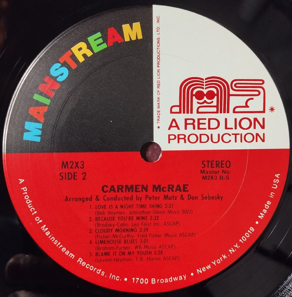 Винтажная виниловая пластинка LP Carmen McRae (USA 1972)