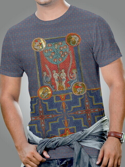 Мужская футболка "Рай и Ад", по мотивам иллюстраций из средневекового манускрипта, 14 век