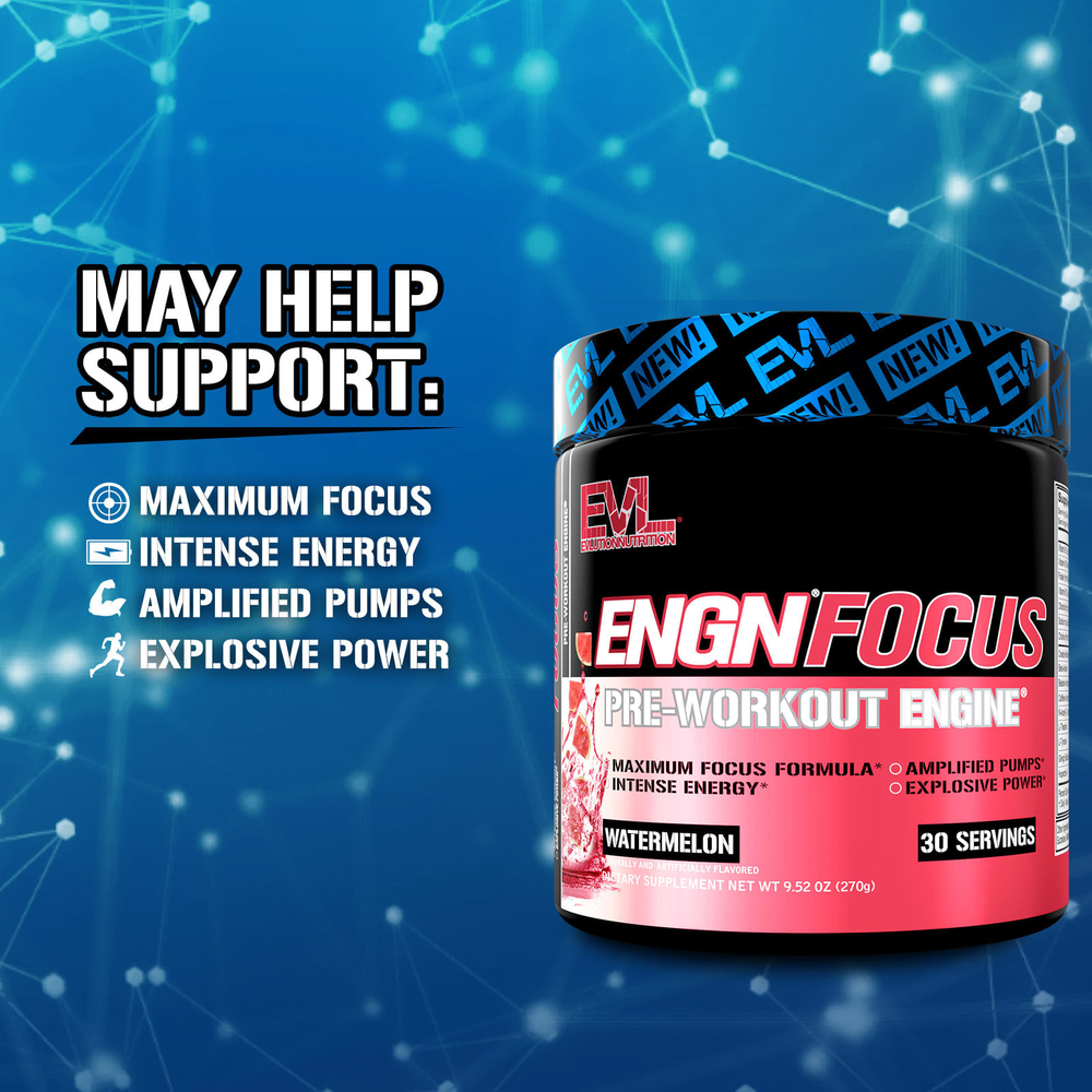 EVLution Nutrition, ENGN Focus, предтренировочный комплекс, со вкусом арбуза, 270 г (9,52 унции)