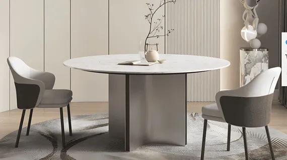 Обеденный стол Helixia Ø120 см, белая керамика