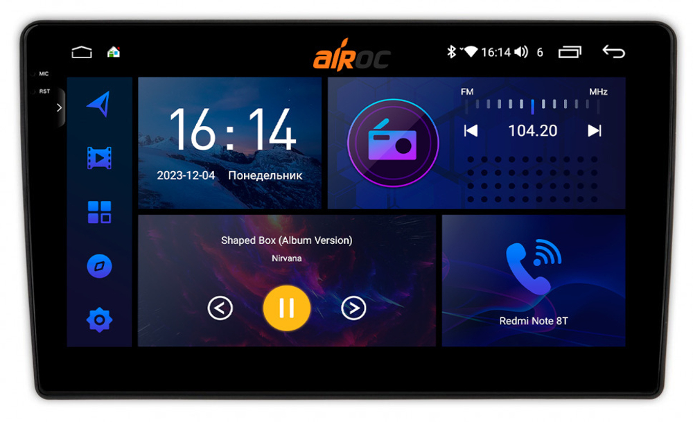 Магнитола для Lada Granta 2011-2018 (взамен ШГУ) - AIROC 2K RI-3006 Android 12, QLed+2K, ТОП процессор, 8/128Гб, CarPlay, SIM-слот