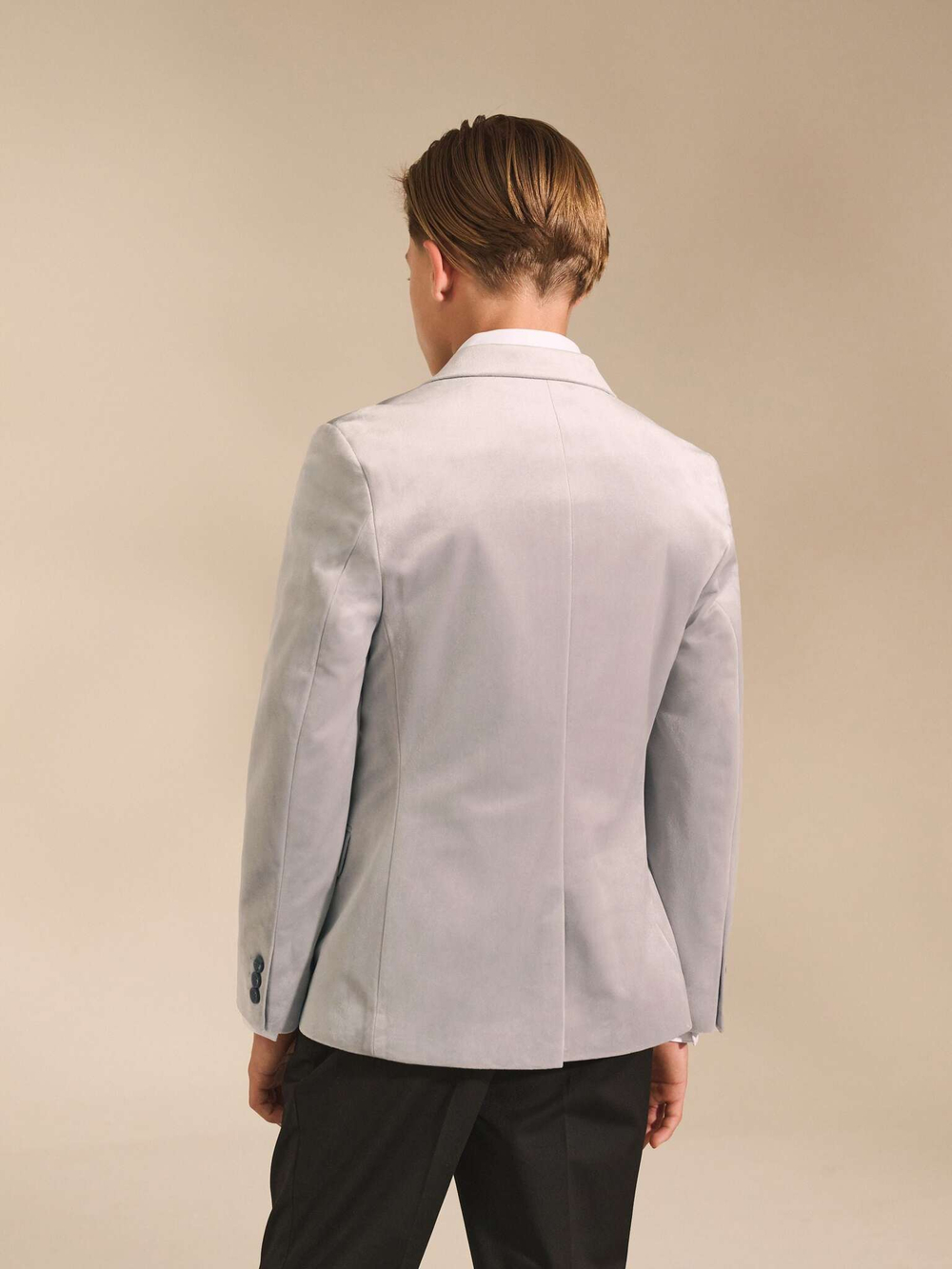 Пиджак бархатный для мальчика Next C79-047, Светло-серый