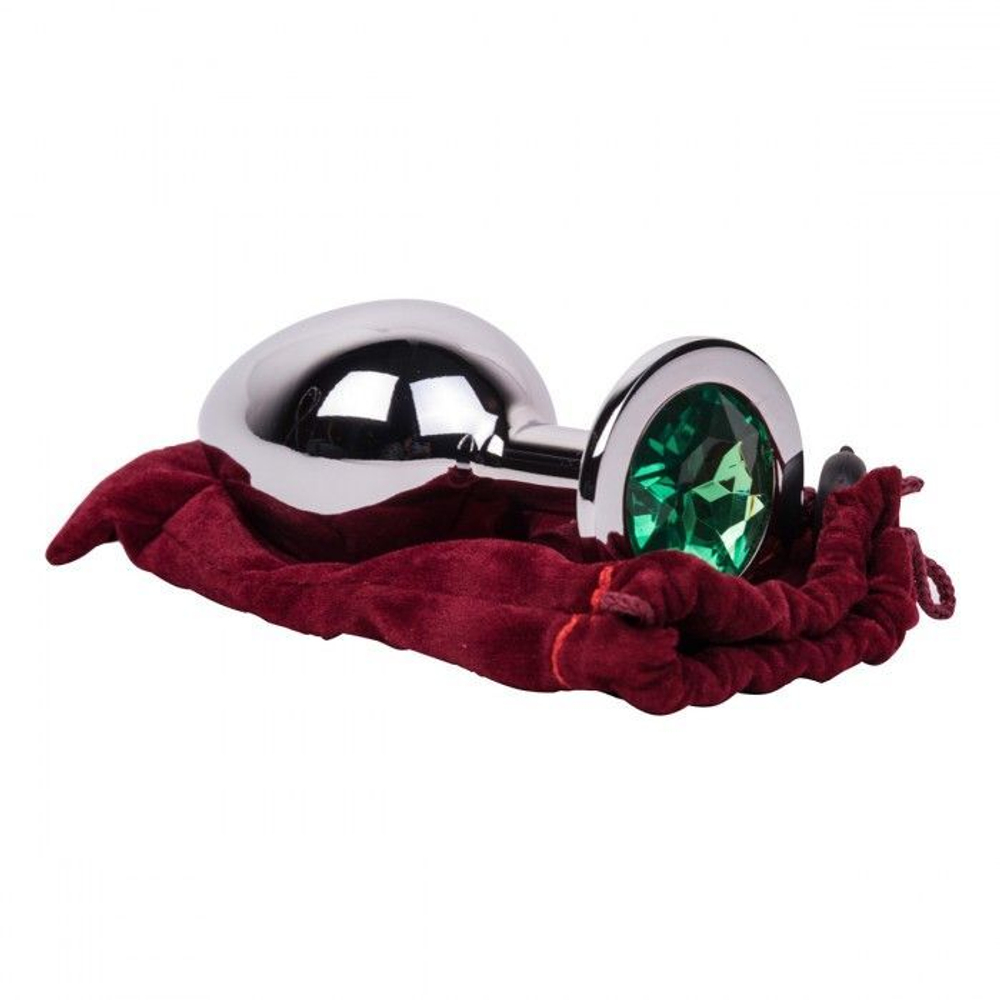 Большой стальной плаг с зеленым кристаллом Green Lime - 9,5 см. (Цвет: зеленый)