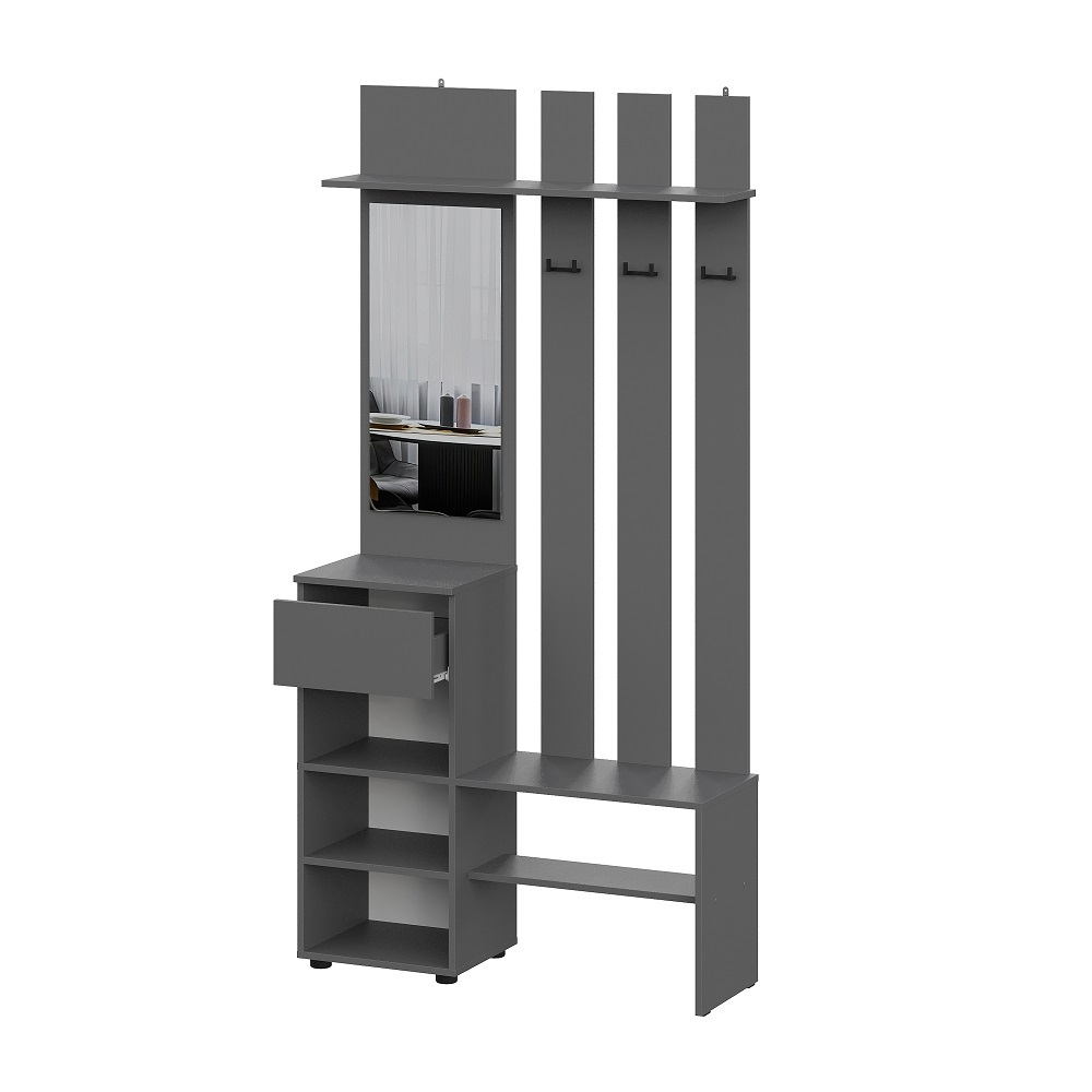 Вешалка с зеркалом Денвер, графит