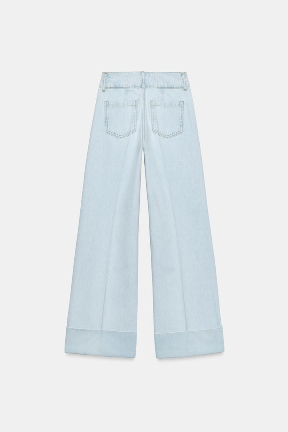 ZARA ДЖИНСЫ Z1975 STRAIGHT С НИЗКОЙ ПОСАДКОЙ И ОТВОРОТАМИ, ГОЛУБОЙ