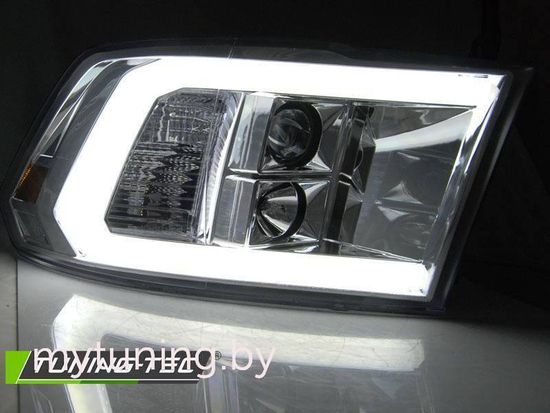 Передние фары Tube Light для Dodge Ram IV (09-18) хромированные