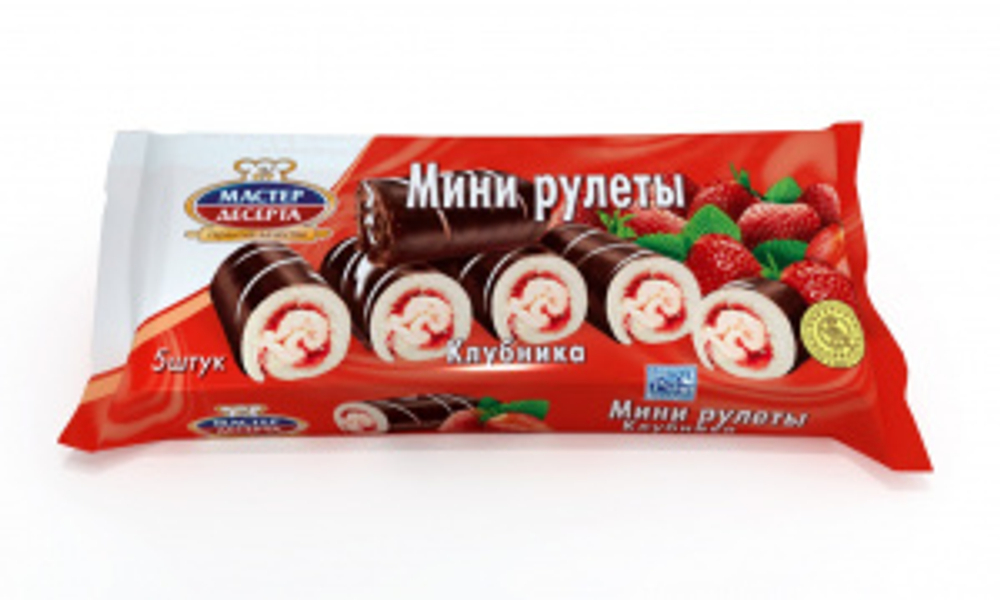 Мини-рулеты Мастер Десерта нач. клубника 175г (15шт)