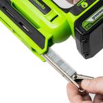 Гвозде-/ Скобозабиватель (степлер) акк. Greenworks G24CS10, 24V, 60 уд/мин, скобы Т53, гвозди Т47,1х2Ач,ЗУ,кор (3400107CUA)