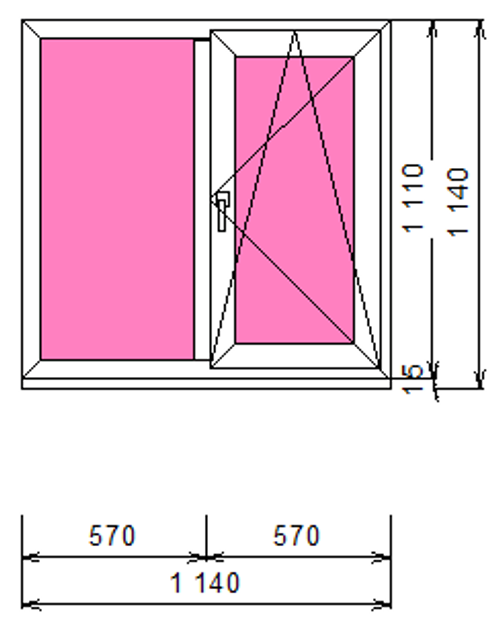 Пластиковое окно 1110 х 1140 ТермА Эко