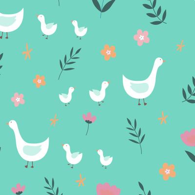 Гуси на зеленом фоне