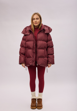 Пуховик Рокет миди свекольный