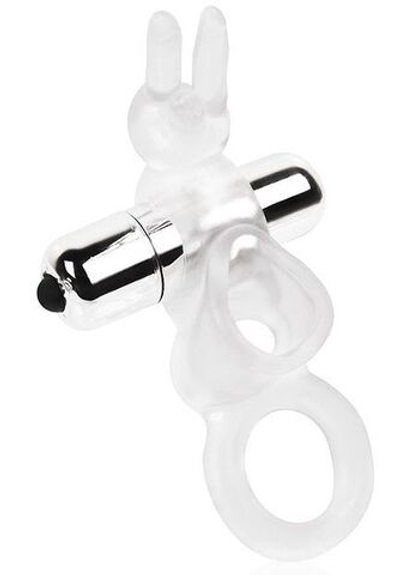 Прозрачное эрекционное виброкольцо с усиками (Цвет: прозрачный)