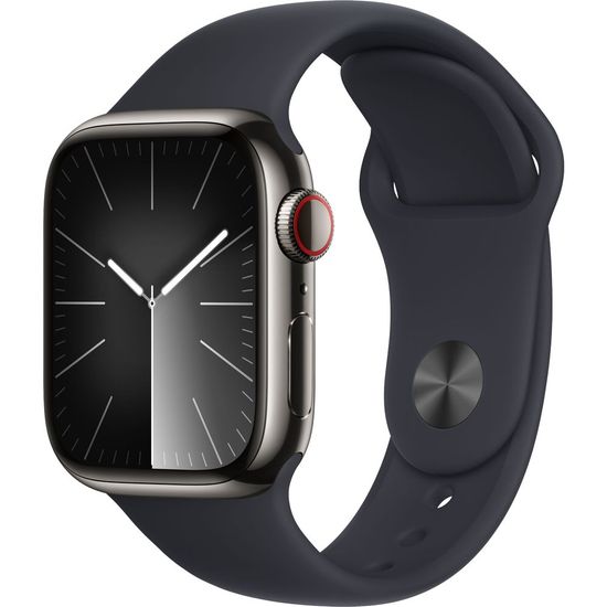 Apple Watch Series 9 GPS + Cellular 41mm Graphite Stainless Steel Case with Midnight Sport Band