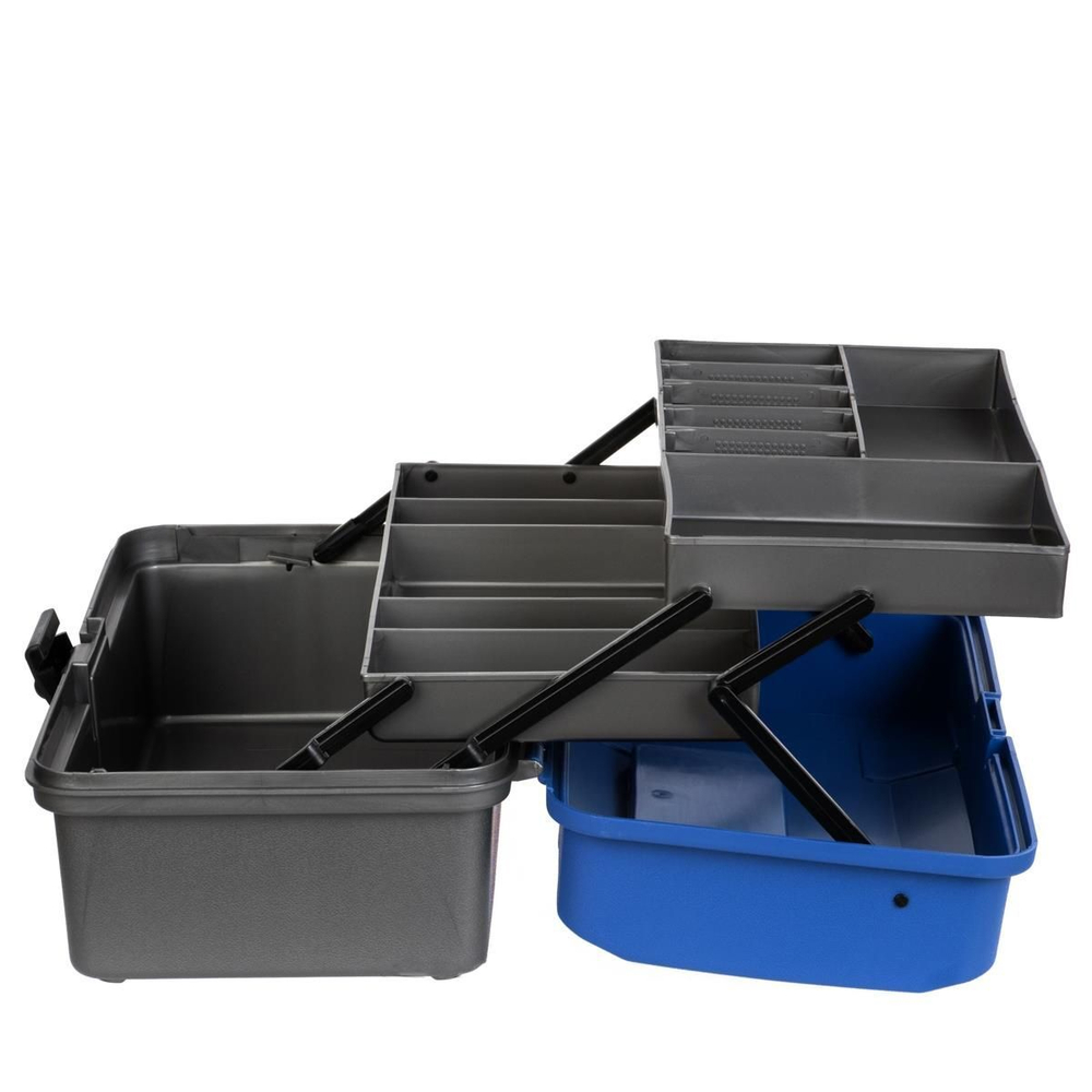 Ящик рыболовный для хранения снастей двухполочный синий