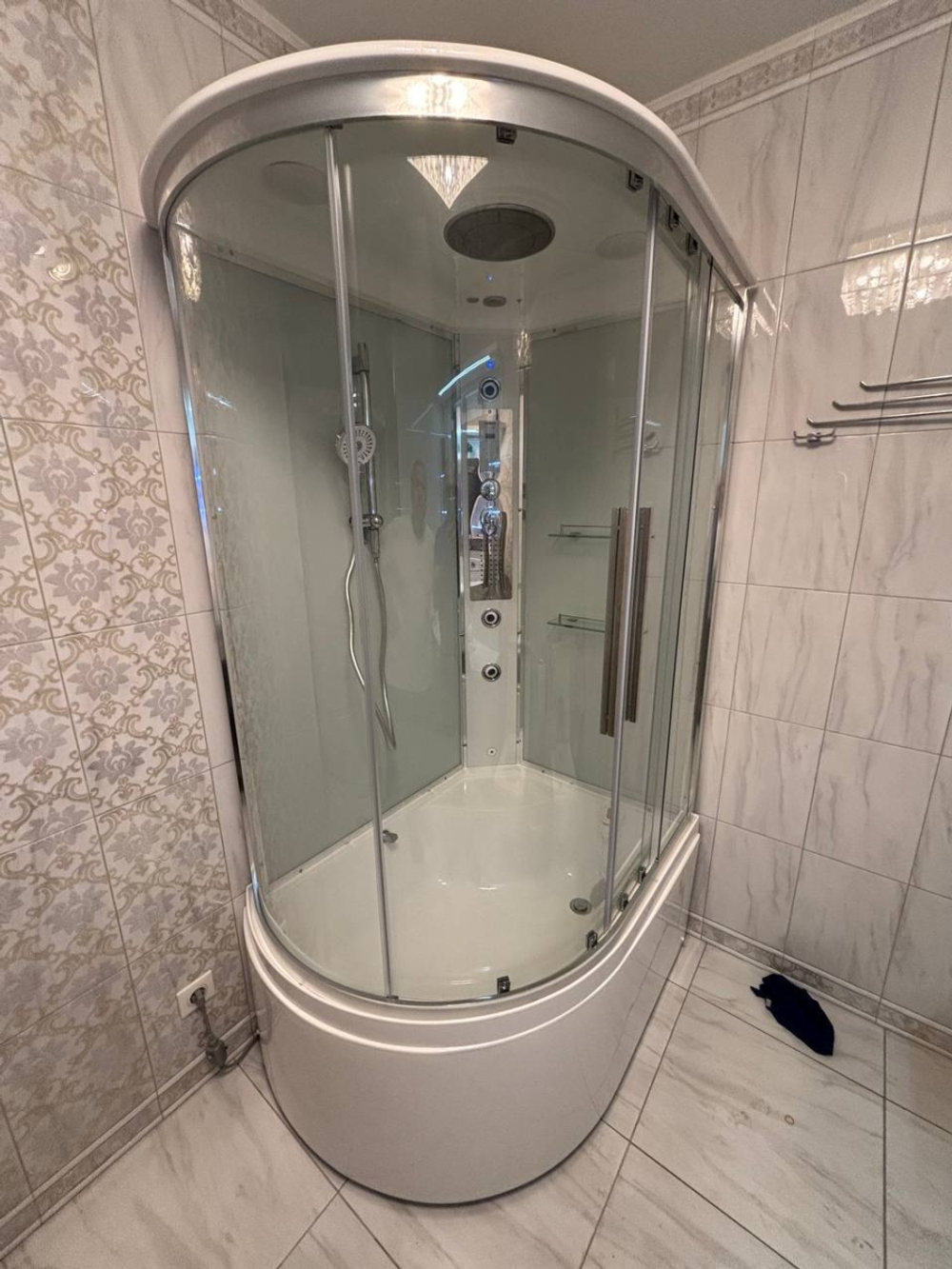 Душевая кабина AvaCan (АваКан) EM5811RLEDT с высоким поддоном, с ГМ, с электрикой и LED освещением, 110х80х220