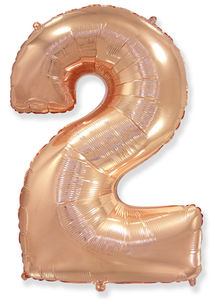 Шар (40''/102 см) Цифра, 2, Розовое Золото