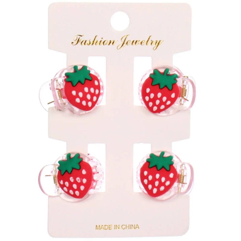 Заколки - крабики для волос детские 4шт «ЗЕФИР», клубнички, 2см