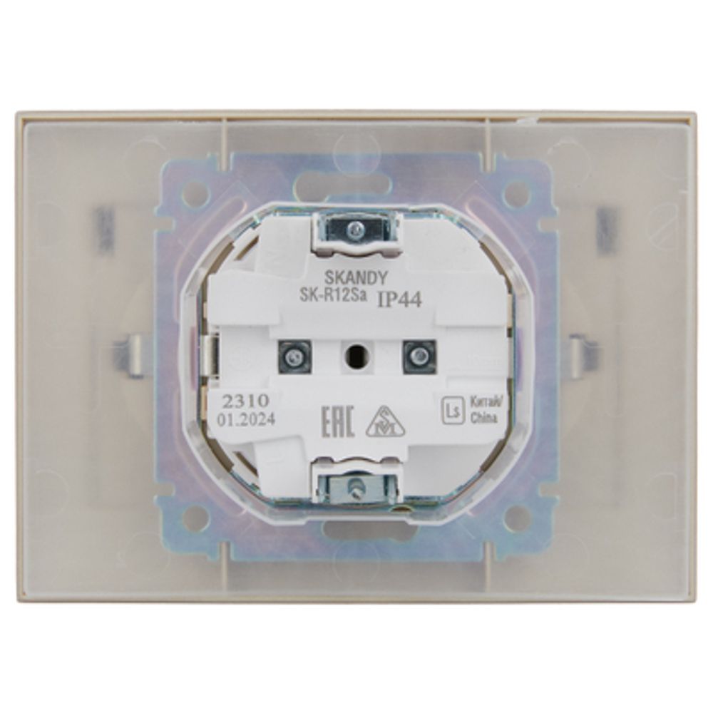 SKANDY Розетка 2-местная и крышкой 16А в сборе IP44 SK-R12Sa песочный IEK