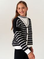 Кардиган для девочки в школу AT1010 черно-белый