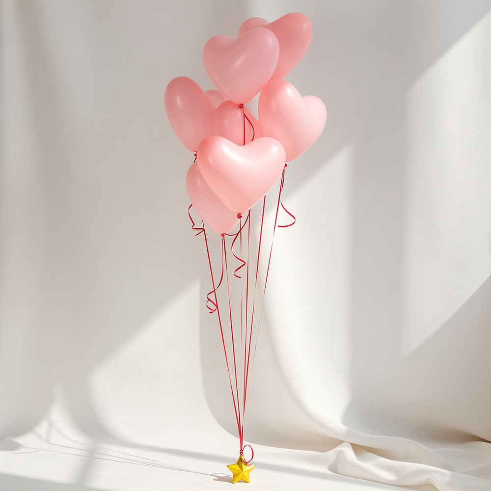 Фонтан шаров "Розовое сердце"