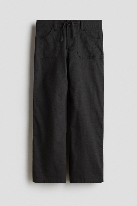 H&M Широкие брюки из хлопка, черный