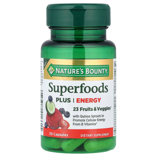 Nature's Bounty, Superfoods Plus Energy, суперфуды для энергии, 30 капсул
