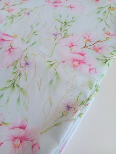 Дюспо (курточная ткань). Принт- Магнолии Мята