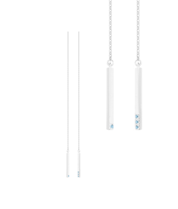 Серьги-продёвки из серебра со вставками из выращенной шпинели