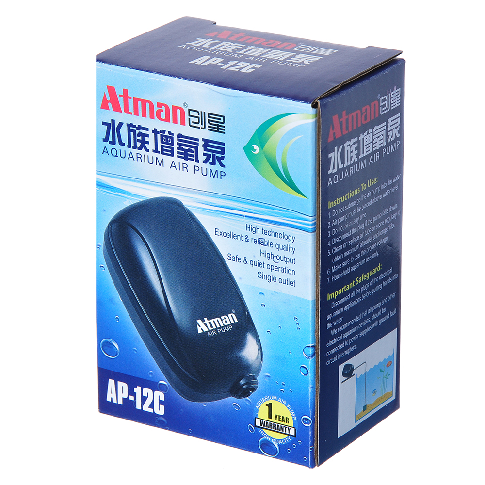 ATMAN AP-12C Компрессор для аквариумов до 50 литров, 60 л/ч, нерегулируемый