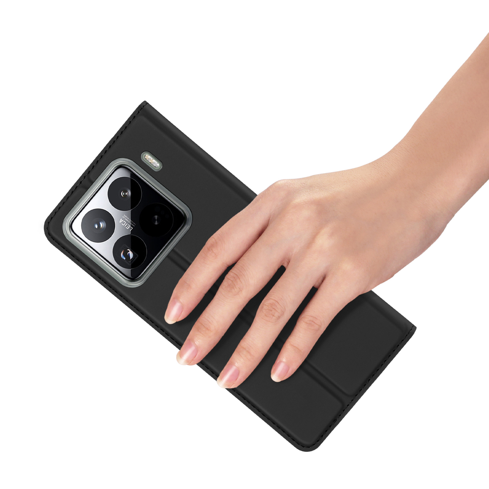 Чехол книжка из PU кожи черного цвета от Dux Ducis для смартфона Xiaomi 15 Pro, серия Skin Pro Series Case