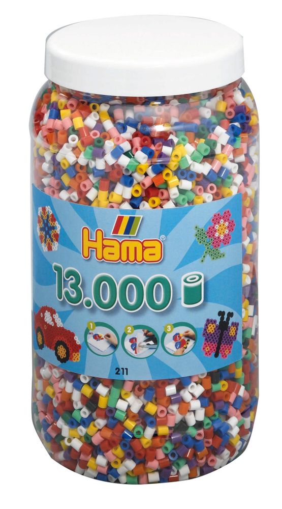 Hama Бусинки для термомозаики Midi микс, 13000 шт. (211-00)