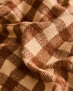 ZARA HOME ФЛИСОВЫЙ ПЛЕД В КЛЕТКУ, КОРИЧНЕВЫЙ