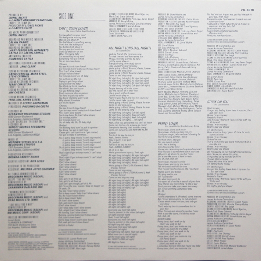 Lionel Richie / Can't Slow Down (LP)