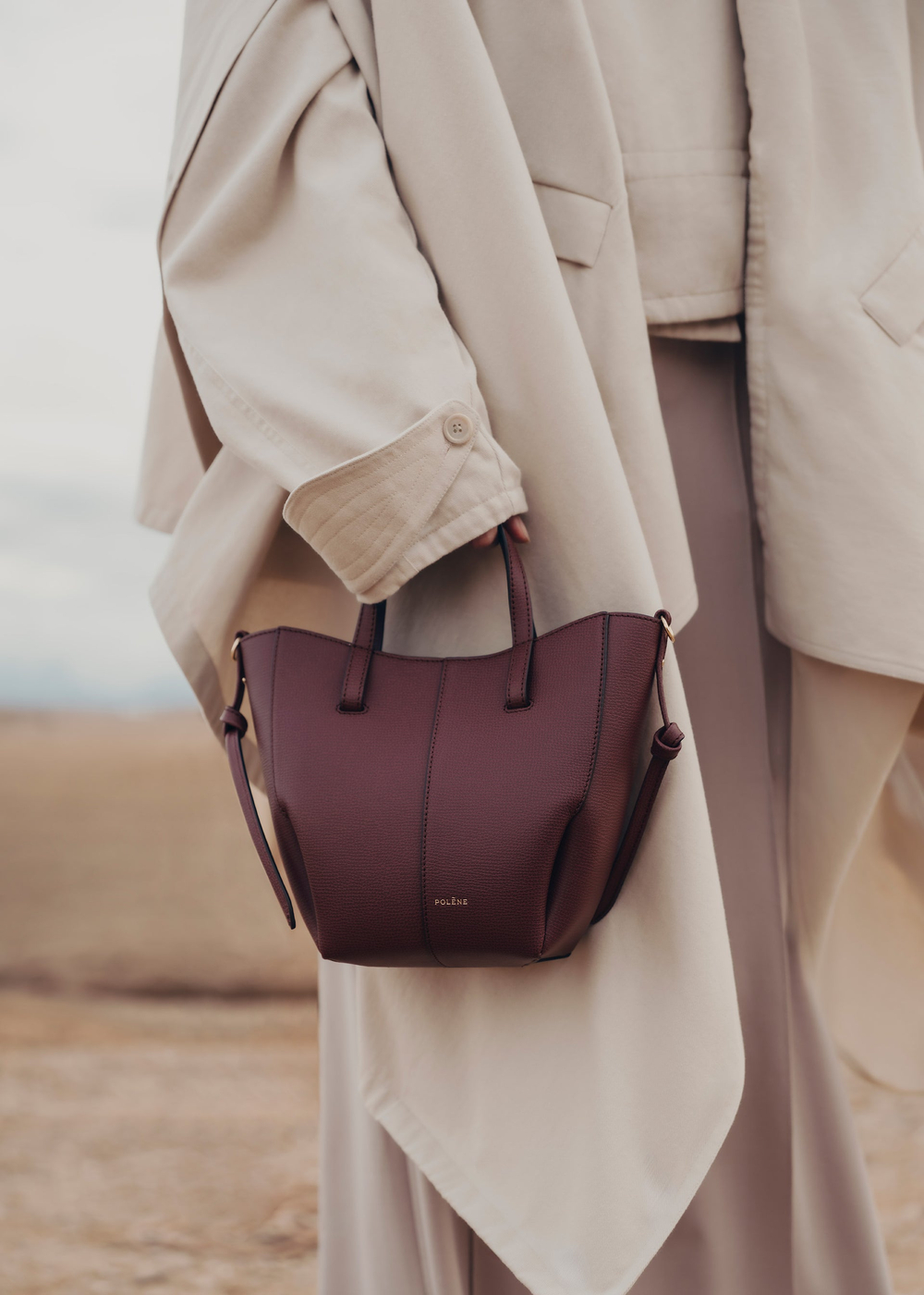 POLENE СУМКА CYME TOTE NANO, ВИШНЕВЫЙ