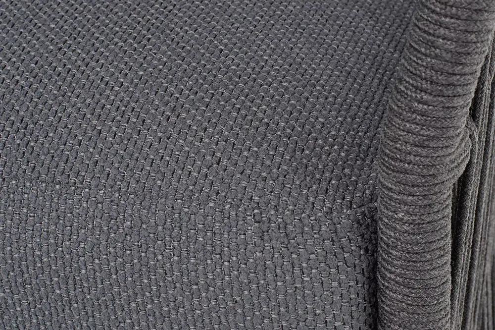 "Лугано" диван 3-местный плетеный из роупа, каркас алюминий темно-серый (RAL7024) муар, роуп темно-серый круглый, ткань темно-серая YB25-0027