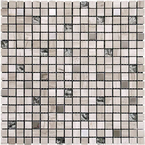 PFM-1503 Мозаика из мрамор металл стекло Natural Antico серый серебряный квадрат