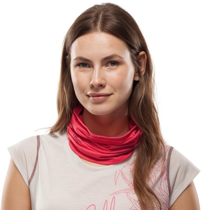 Тонкий шерстяной шарф-труба Buff Wool lightweight Solid Paradise Pink Фото 3