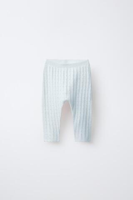 ZARA РИФЛЕНЫЕ БРЮКИ С АЖУРНЫМИ ВСТАВКАМИ, ГОЛУБОЙ