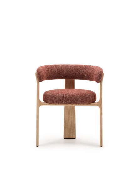 Granite Стул на 3 ножках из терракотового шенилла и массива ясеня в натуральной отделке Испания La Forma