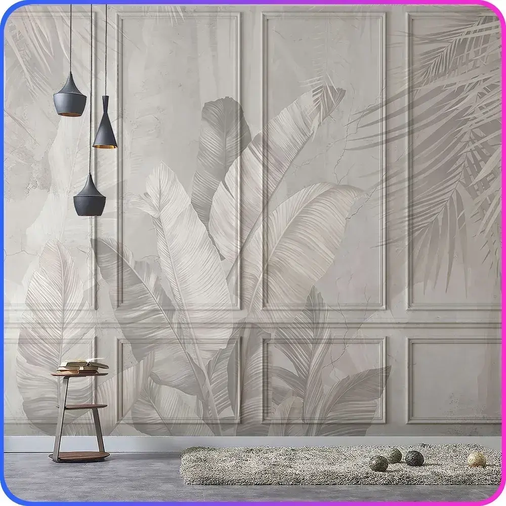 Фотообои Тропические листья на бетоне 300х270 см Luxury Walls AM39103