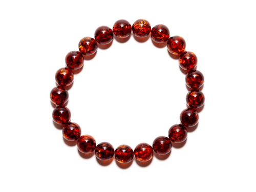 Браслет из янтаря натурального мужской/женский, диаметр 10 мм.