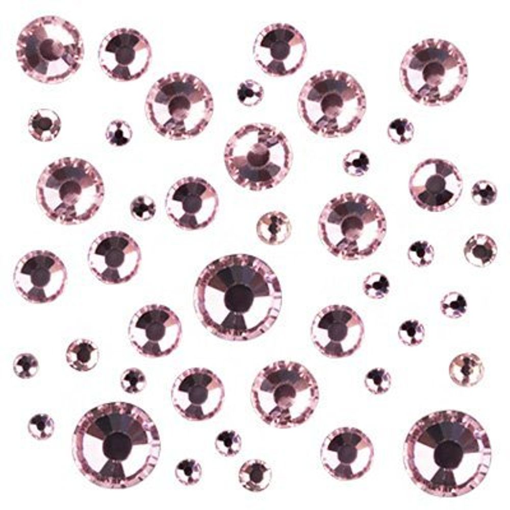 Стразы цветные микс размеров в баночке Lt.Rose